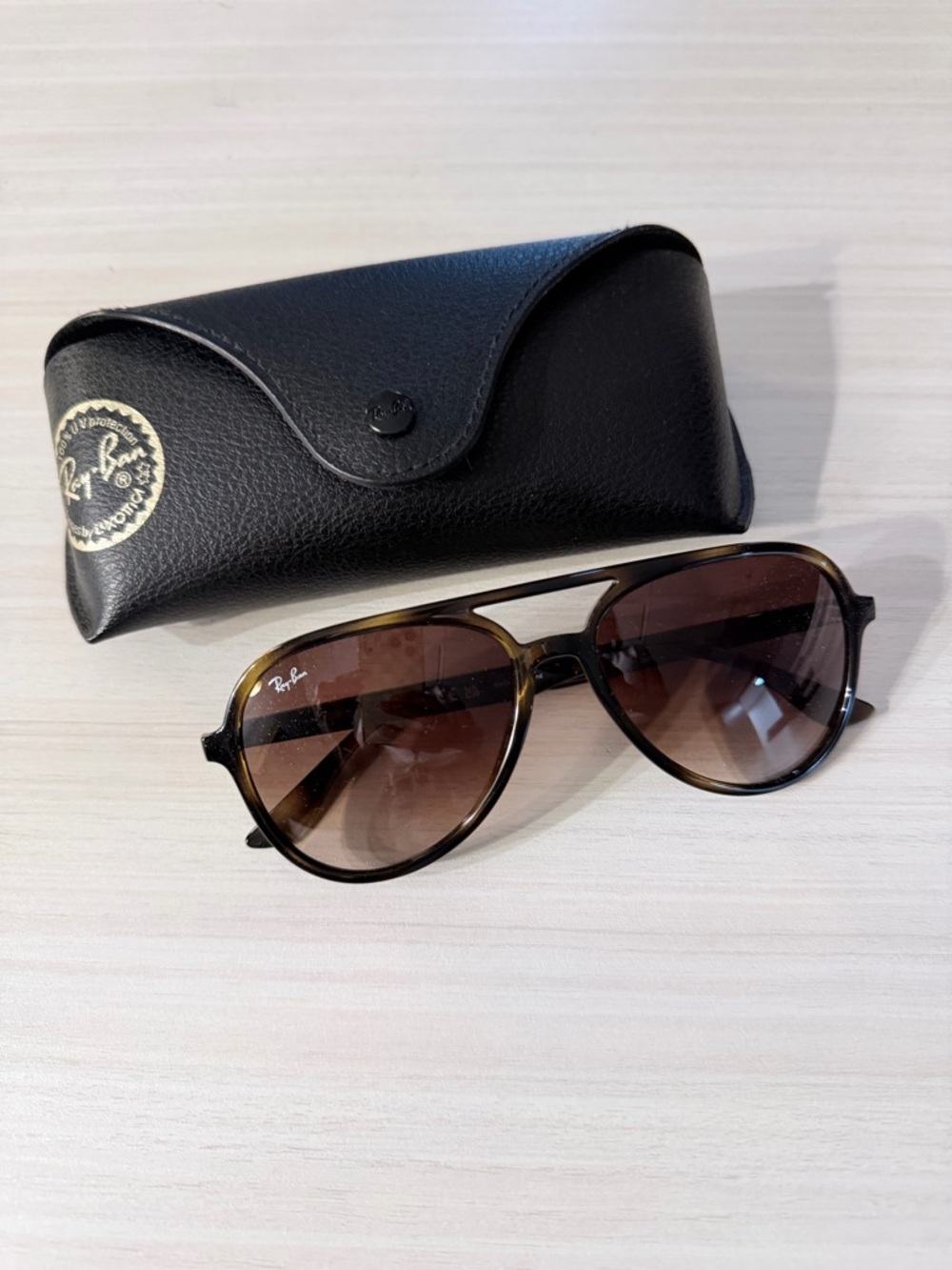Ray-Ban RB4376 Polished Havana Tortoise Frame Brown Gradient Aviator Sunglasses